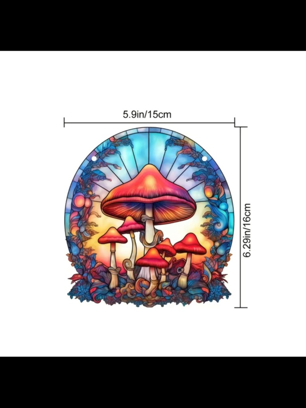 Vibrant Red Mushroom Art Round Wall Hanging - Picture 4 of 11